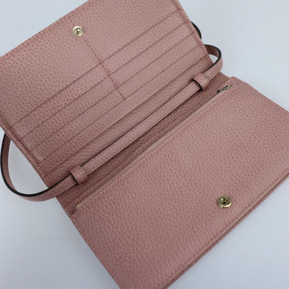 Gucci Shoulder Wallet Shoulder Bag 368231 Calf Leather Pinkish Gold Hardware