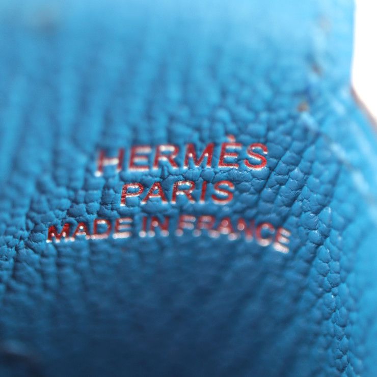 Hermes H Tag Card Holder Card Case - Chevre Rouge Blue Silver Hardware Periodica