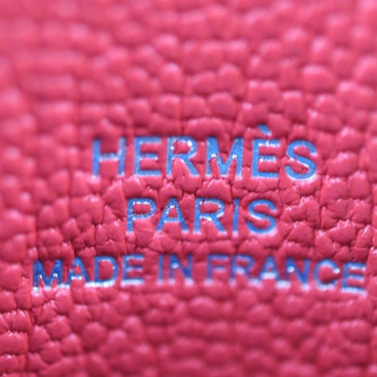 Hermes H Tag Card Holder Card Case - Chevre Rouge Blue Silver Hardware Periodica