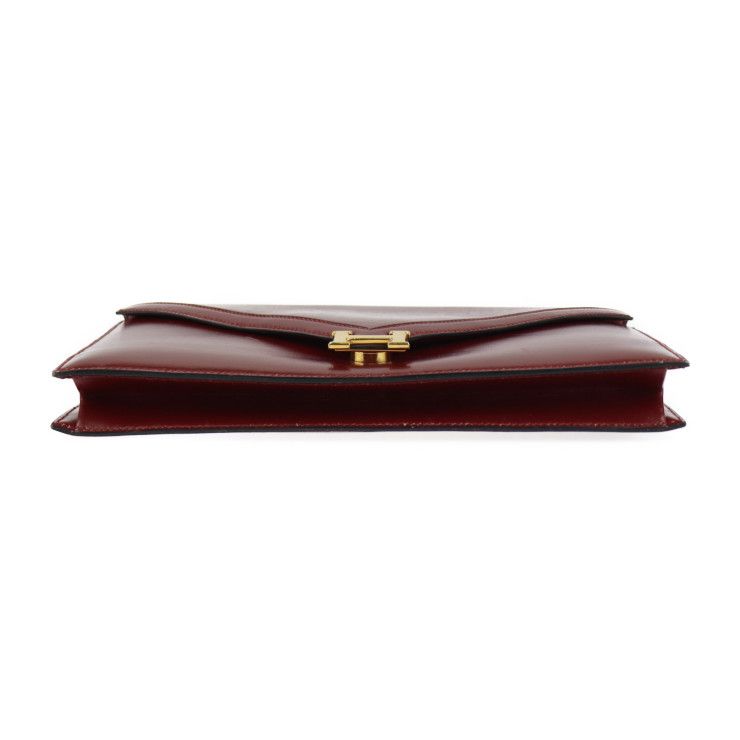 Hermes Liddy Shoulder Bag Box Calf Rouge Ash Bordeaux Gold Hardware 2WAY Clutch