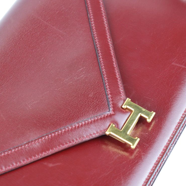 Hermes Liddy Shoulder Bag Box Calf Rouge Ash Bordeaux Gold Hardware 2WAY Clutch