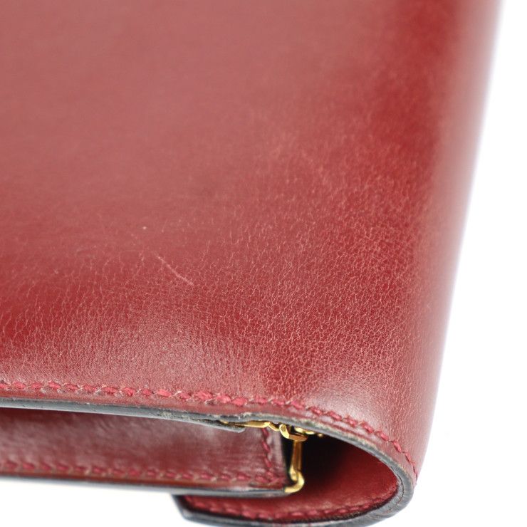 Hermes Liddy Shoulder Bag Box Calf Rouge Ash Bordeaux Gold Hardware 2WAY Clutch