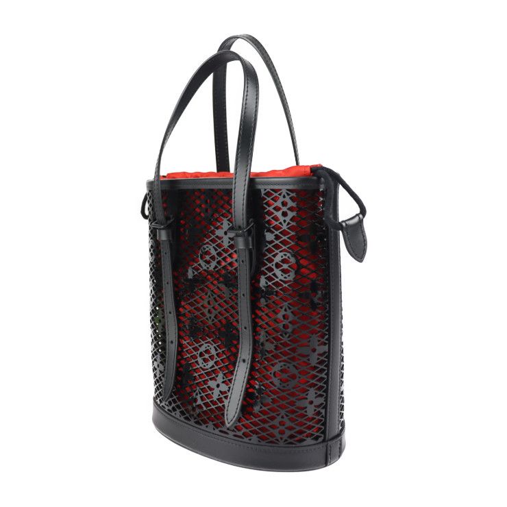 Louis Vuitton Bucket PM Tote Bag M20352 Patent Calf Leather Black Red Monogram