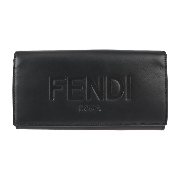 Fendi Continental Wallet Long Wallet 7m0264 Calf Leather Black Silver Hardware
