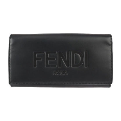 Fendi Continental Wallet Long Wallet 7m0264 Calf Leather Black Silver Hardware