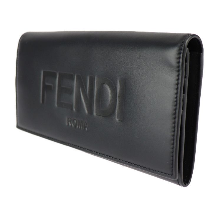 Fendi Continental Wallet Long Wallet 7m0264 Calf Leather Black Silver Hardware