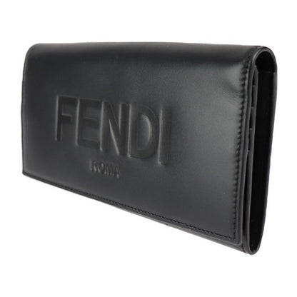 Fendi Continental Wallet Long Wallet 7m0264 Calf Leather Black Silver Hardware
