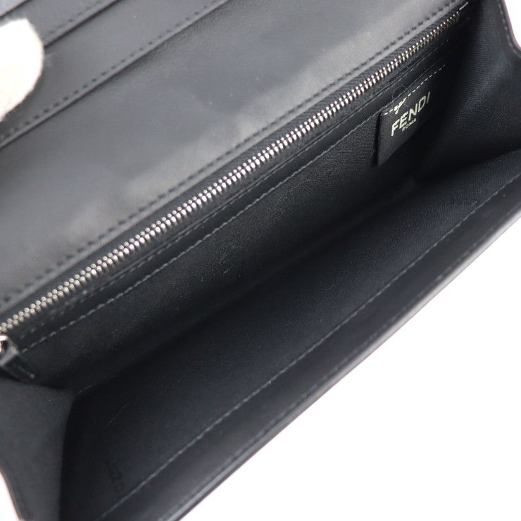 Fendi Continental Wallet Long Wallet 7m0264 Calf Leather Black Silver Hardware