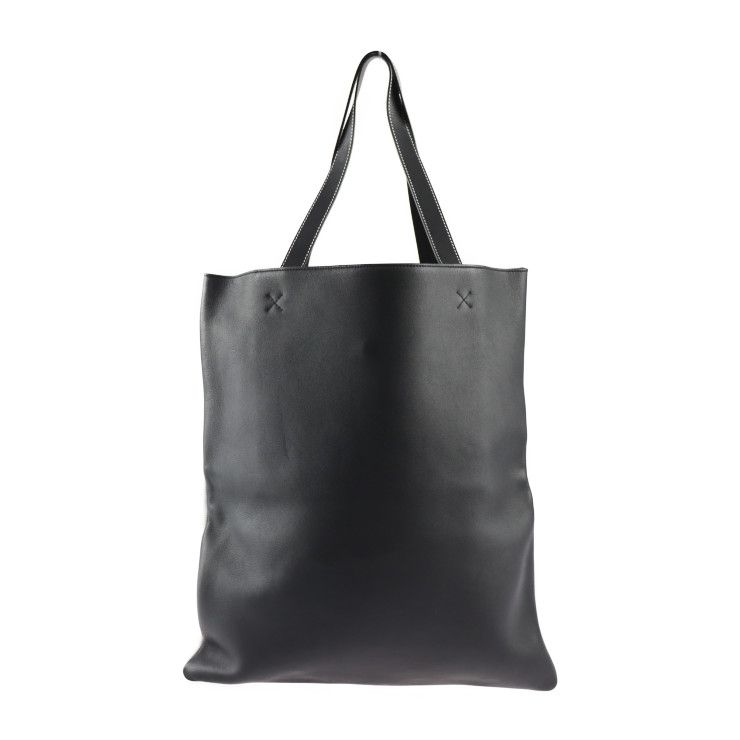 Loewe Tote Bag - Leather Black White Mackintosh Argyle Chair Pattern Large Size