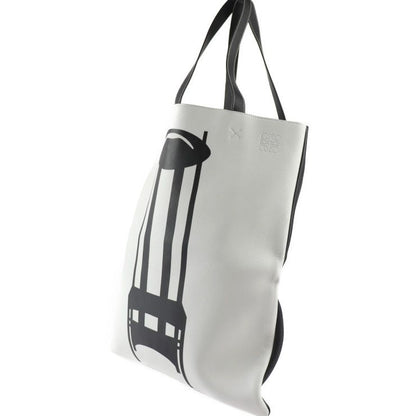 Loewe Tote Bag - Leather Black White Mackintosh Argyle Chair Pattern Large Size
