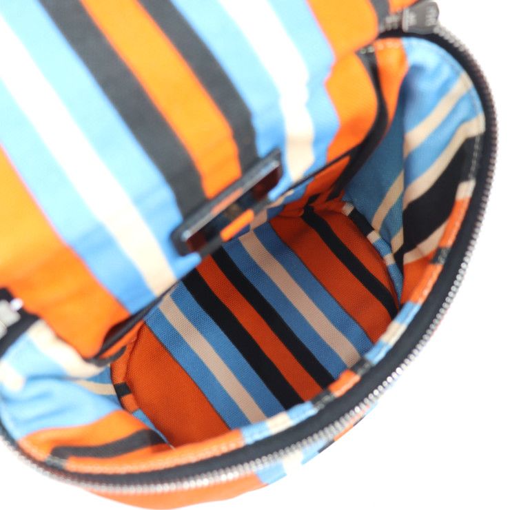 Prada Shoulder Bag 2vh147 Canvas Leather Orange X Blue X Ivory X Black Silver