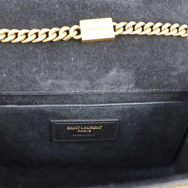 Saint Laurent Kate Small Chain Shoulder Bag 469390 Leather Gold Black YSL Logo
