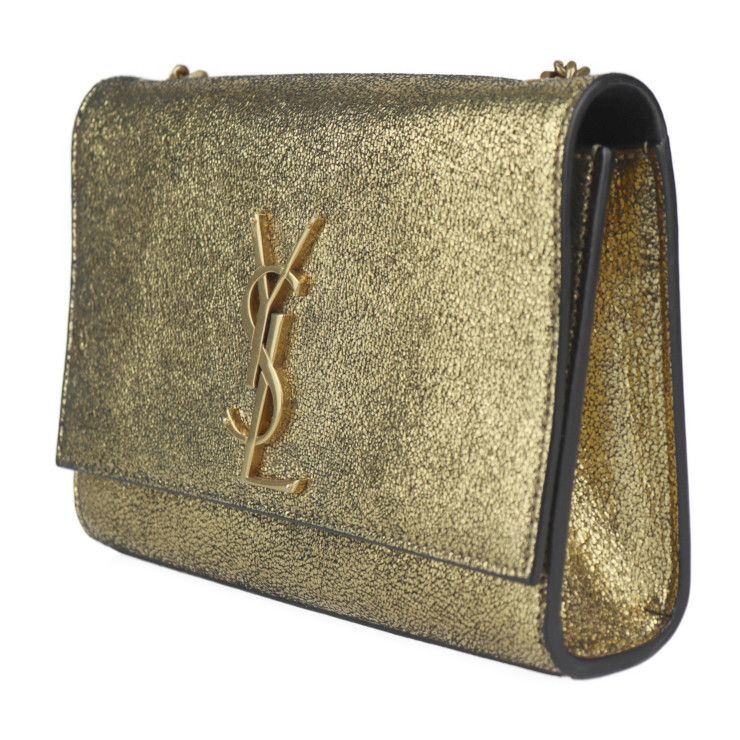 Saint Laurent Kate Small Chain Shoulder Bag 469390 Leather Gold Black YSL Logo