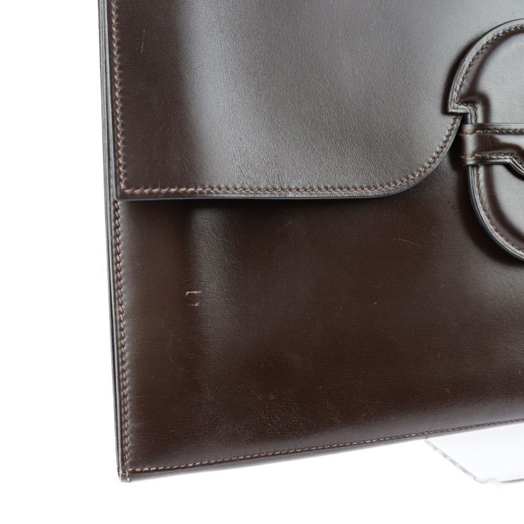 Hermes Clutch Bag - Box Calf Dark Brown FACO GM 35 Second Bag Document Bag