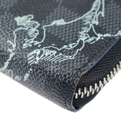 Louis Vuitton Zippy Organizer NM Long Wallet N40204 PVC Leather Black And Gray