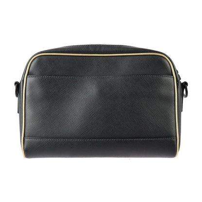 Prada Shoulder Bag 2vh063 Saffiano Leather Black Gold Tone Triangle Logo