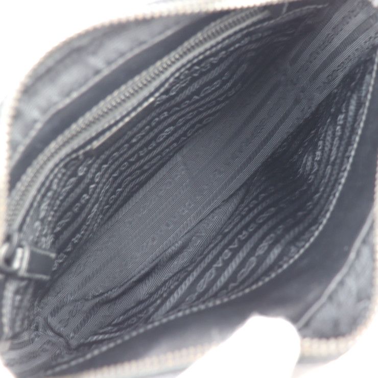Prada Shoulder Bag 2vh063 Saffiano Leather Black Gold Tone Triangle Logo