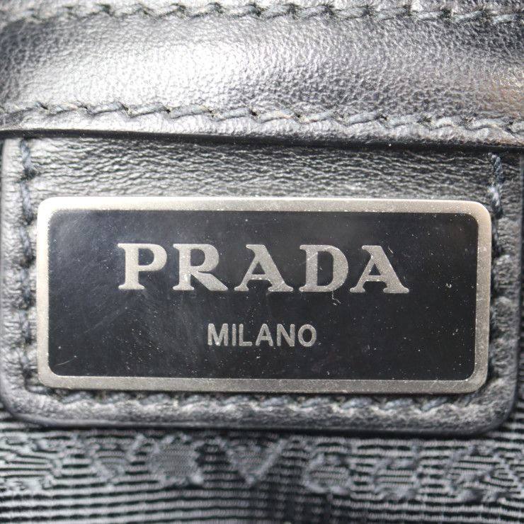 Prada Shoulder Bag 2vh063 Saffiano Leather Black Gold Tone Triangle Logo