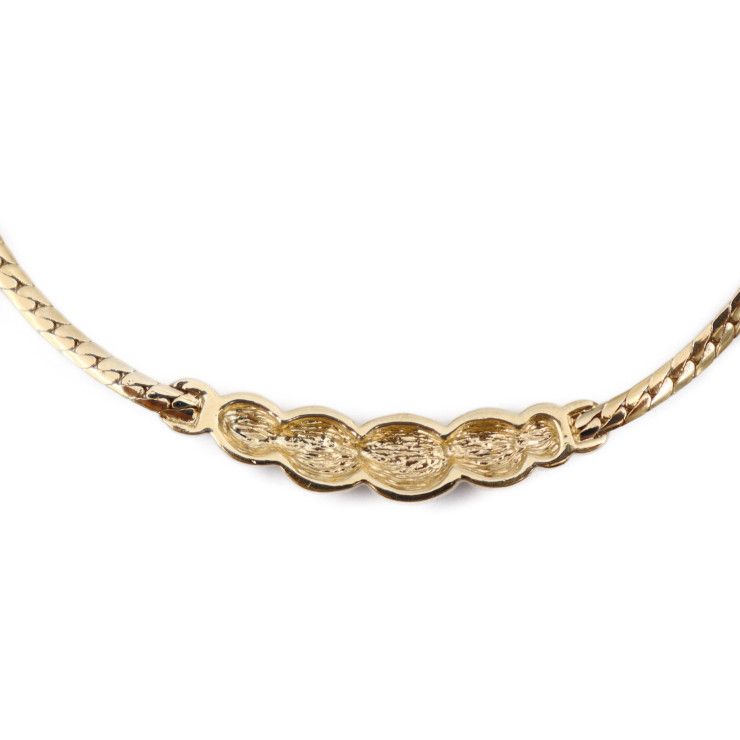 Christian DIOR Necklace - Metal Rhinestone Gold Black CD Logo Choker