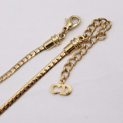 Christian DIOR Necklace - Metal Rhinestone Gold Black CD Logo Choker