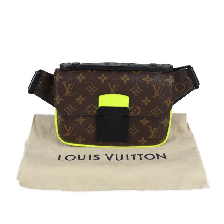 Louis Vuitton S-lock S-ring Back Waist Bag M45864 PVC Leather Brown Neon Yellow