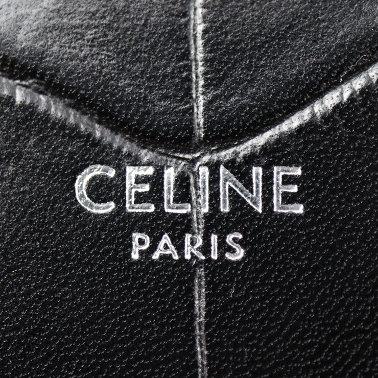 Celine Business Bag - Croc Shape Pressed Leather Black Silver Hardware Portable