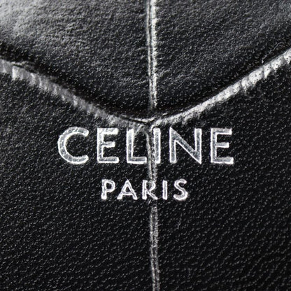 Celine Business Bag - Croc Shape Pressed Leather Black Silver Hardware Portable