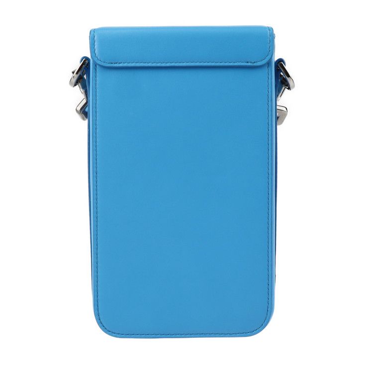 DIOR Lock Vertical Pouch Shoulder Bag 2lxca345ucl Leather Blue Silver Hardware