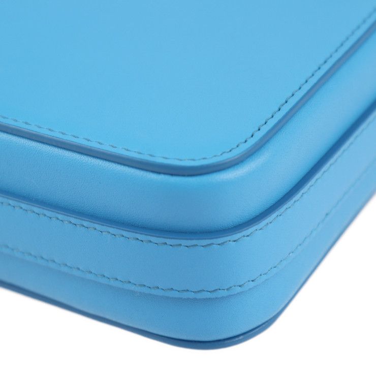 DIOR Lock Vertical Pouch Shoulder Bag 2lxca345ucl Leather Blue Silver Hardware