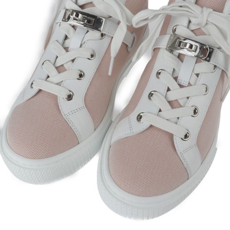 Hermes Sneakers H221191z C5380 Toile Ashe Calfleather Raspberry White Silverhard