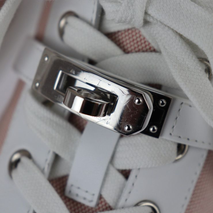 Hermes Sneakers H221191z C5380 Toile Ashe Calfleather Raspberry White Silverhard