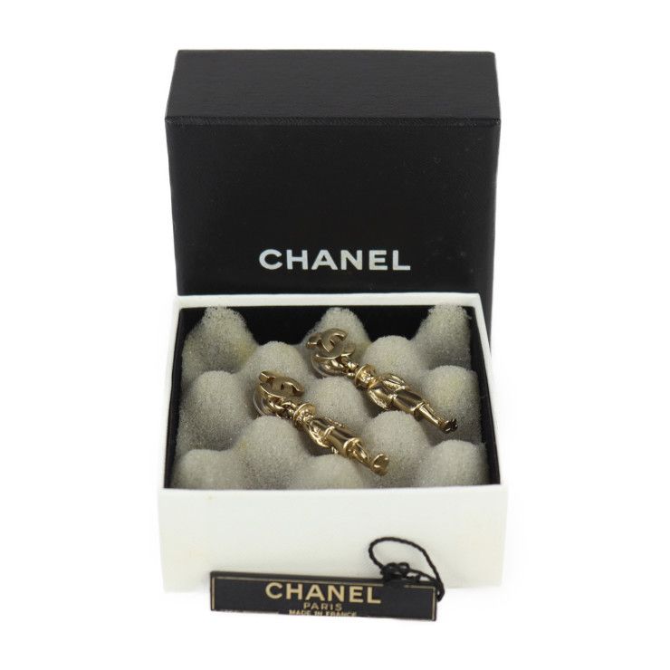 Chanel Earrings A13435 Metal Gold Mademoiselle Coco Mark Swing Doll Motif 02P