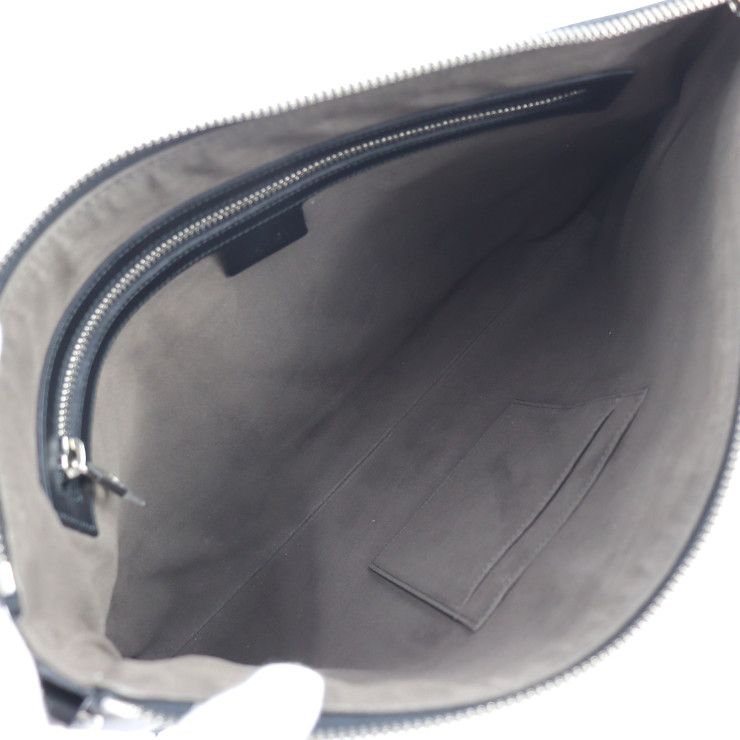 Gucci Shoulder Bag 473882 Leather Black Silver Hardware Guccissima 2WAY Second