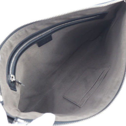 Gucci Shoulder Bag 473882 Leather Black Silver Hardware Guccissima 2WAY Second