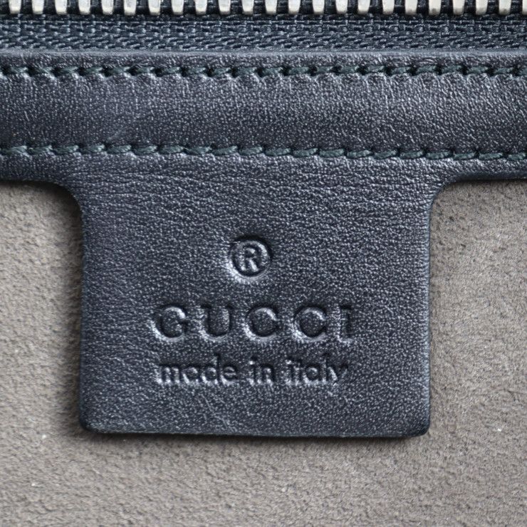 Gucci Shoulder Bag 473882 Leather Black Silver Hardware Guccissima 2WAY Second