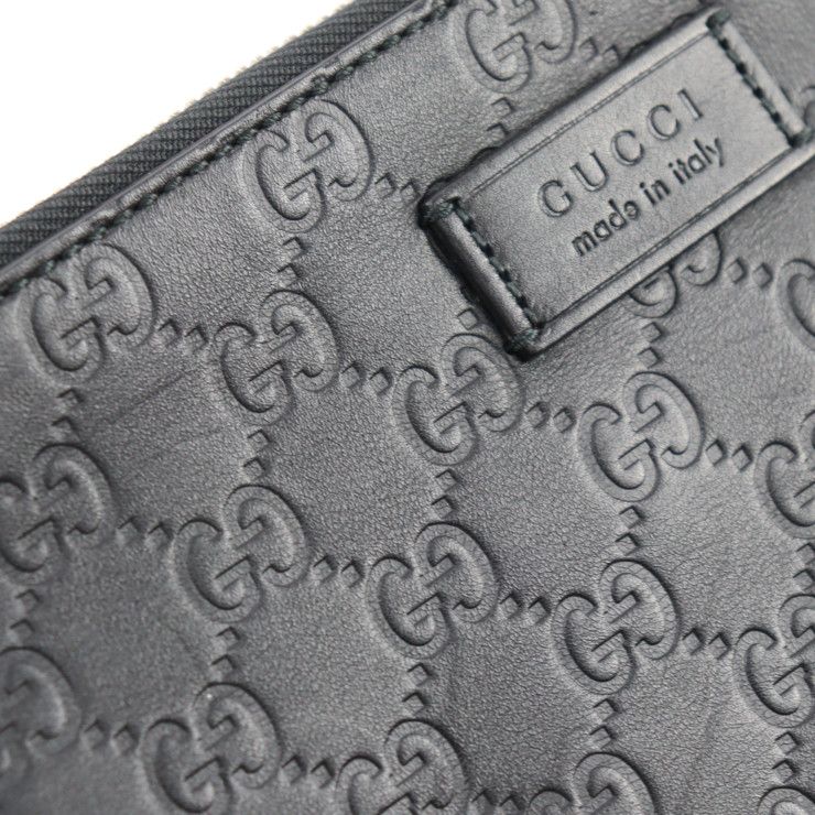 Gucci Shoulder Bag 473882 Leather Black Silver Hardware Guccissima 2WAY Second