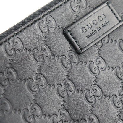 Gucci Shoulder Bag 473882 Leather Black Silver Hardware Guccissima 2WAY Second