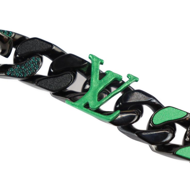 Louis Vuitton Collier Chain Links Patches Necklace Mp2853 Metal Black Green