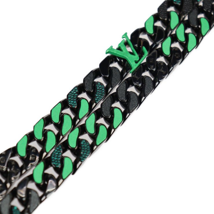 Louis Vuitton Collier Chain Links Patches Necklace Mp2853 Metal Black Green
