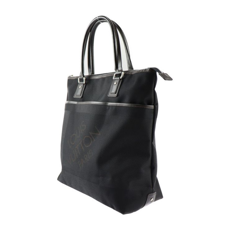 Louis Vuitton Cougar Tote Bag M93085 Canvas Leather Black Brown Silver Hardware