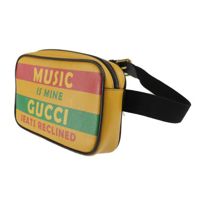 Gucci Belt Bag Waist Bag 602695 Leather Yellow Multicolor Gold Hardware SONY