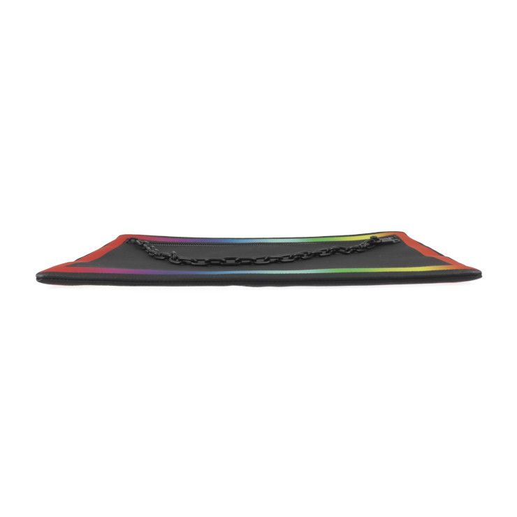 Louis Vuitton Pochette A4 Clutch Bag M30347 Leather Black Rainbow Taiga Rainbow
