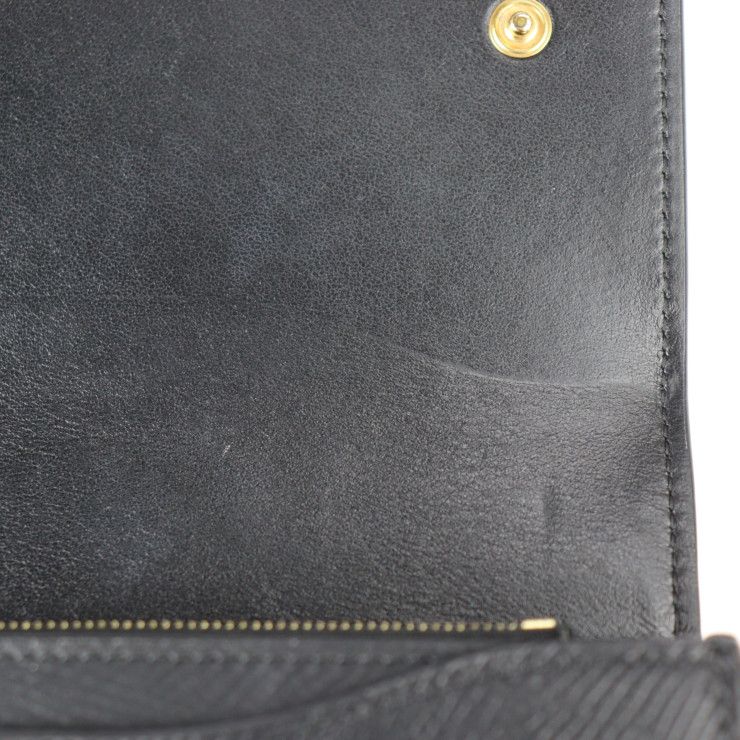 Celine Large Flap Wallet Bifold Wallet 10b563bel Calf Leather Black Gold