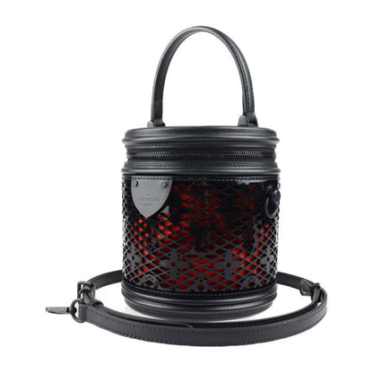 Louis Vuitton Cannes Handbag M20363 Leather Black Red Monogram Lace Vanity Bag
