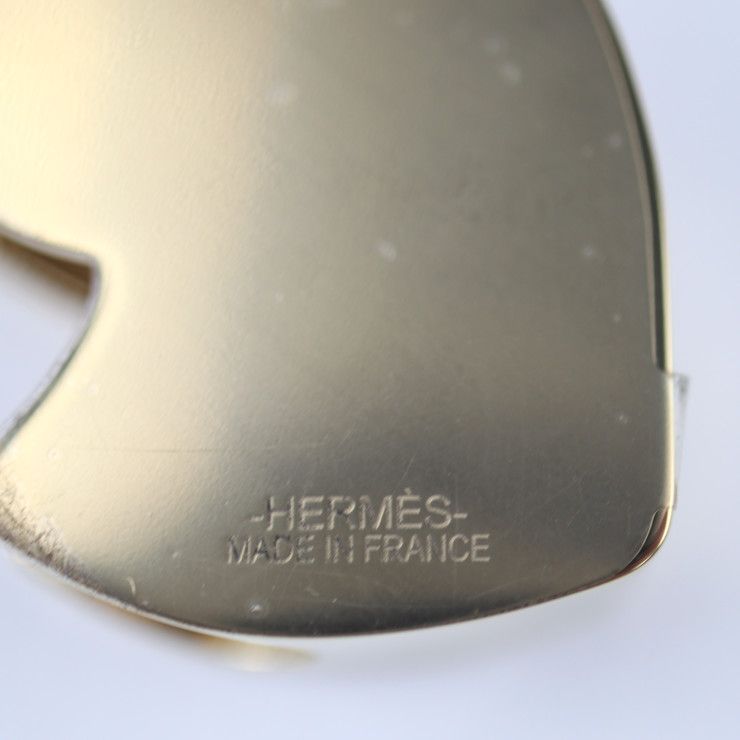 Hermes Square Ring 90 Scarf Ring Metal Gold Black Zebra