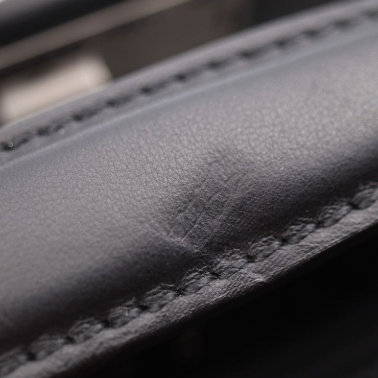 Fendi Peekaboo Fit Business Bag 7va406 Leather Black Silver Hardware Selleria