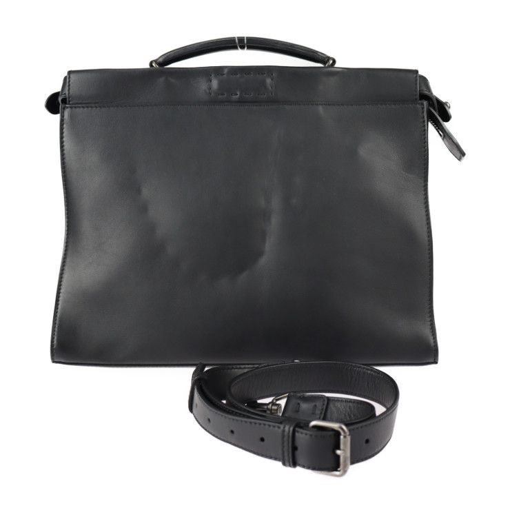 Fendi Peekaboo Fit Business Bag 7va406 Leather Black Silver Hardware Selleria