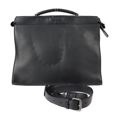 Fendi Peekaboo Fit Business Bag 7va406 Leather Black Silver Hardware Selleria