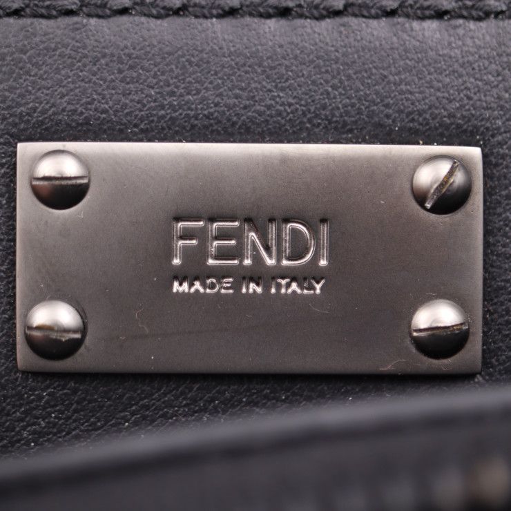 Fendi Peekaboo Fit Business Bag 7va406 Leather Black Silver Hardware Selleria