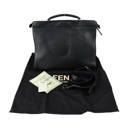 Fendi Peekaboo Fit Business Bag 7va406 Leather Black Silver Hardware Selleria
